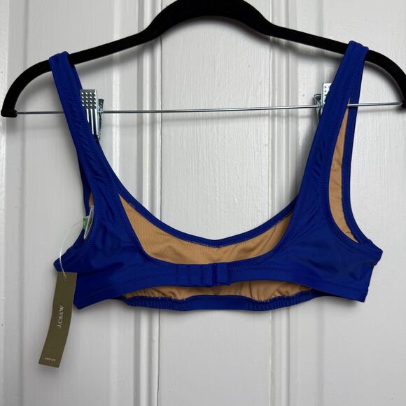 J Crew Heritage Scoop Neck Bikini Top Harbor View Blue Minimal Swim Pool NWT - Picture 2 of 5
